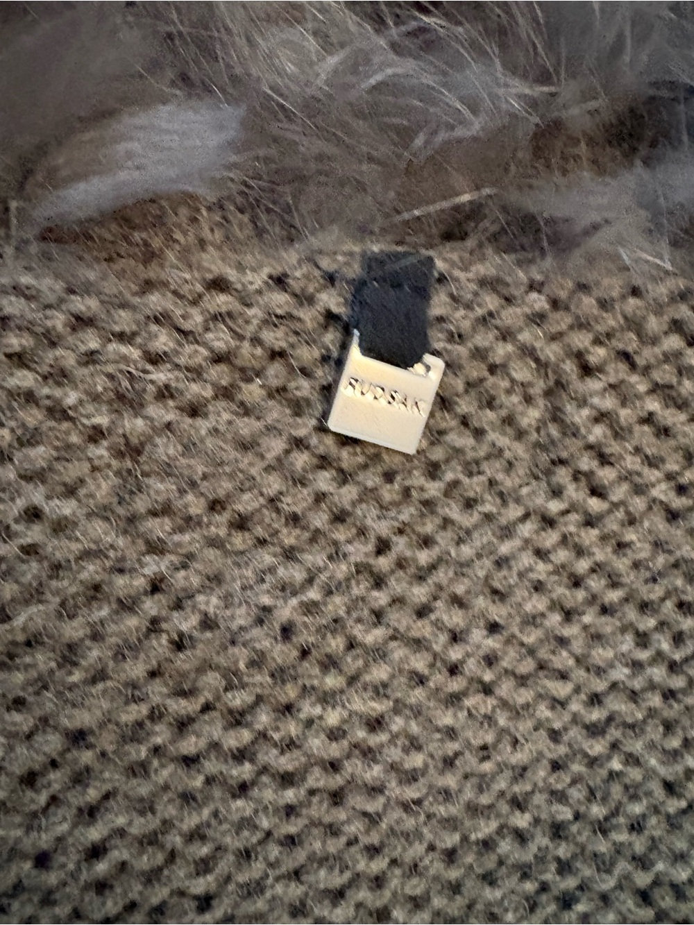 RUDSAK Olive Green Knit Longline Cardigan Real Fur Hood Duster Size Medium - Picture 15 of 16